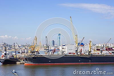 Montevideo. Uruguay. city view from the port. Antel Tower . Editorial Stock Photo