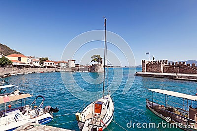 The port of Nafpaktos, Greece Editorial Stock Photo