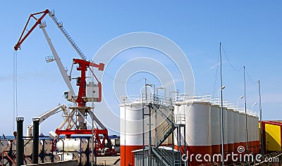 The Port of the oil project on island Sakhalin. Stock Photo