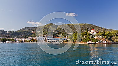 The port of Palaia Epidaurus village Stock Photo