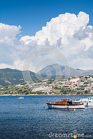 The Port of Palinuro, in Italy, on Cloudy Sky Background Editorial Stock Photo