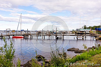 Port pier in the city of Petrozavodsk. Stock Photo