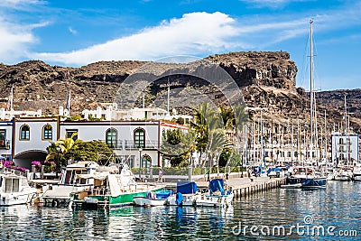 Port In Puerto de Mogan, Gran Canaria, Spain Editorial Stock Photo