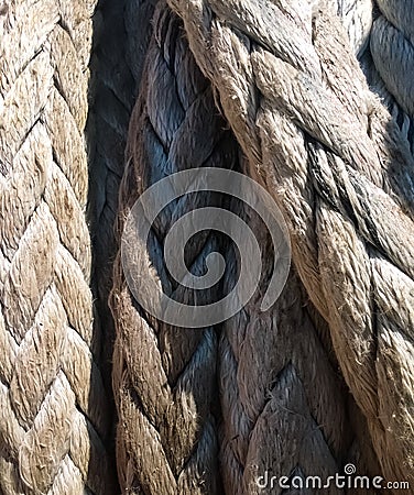 Port rope. Mooring . Rope for fastening ships and cargo Stock Photo