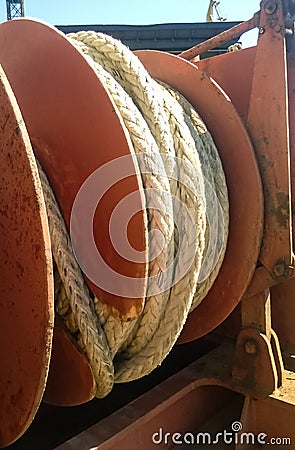 Port rope. Mooring rope. Rope for fastening ships Stock Photo