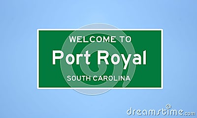 Port Royal, South Carolina city limit sign. Town sign from the USA. Stock Photo