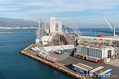 Port of Savona, Liguria, Mediterranean coast, Italy Editorial Stock Photo