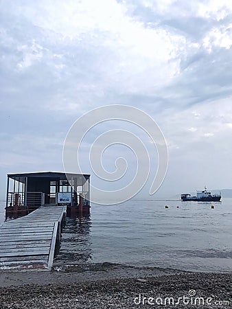 Port on the shore of Lake Baikal. Nice view of the water Stock Photo