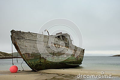 The Port Side of a Shipwrecked Boat Stock Photo