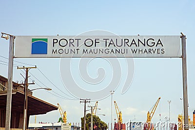 Port Tauranga entrance in Mount Maunganui, New Zealand Editorial Stock Photo