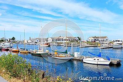 Port Townsend, WA. Downtown marina with boats and historical buildings. Stock Photo