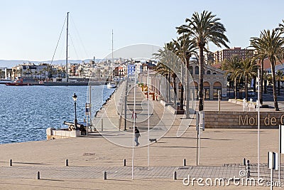 Port view, dock, moll de costa in Tarragona,Spain. Editorial Stock Photo