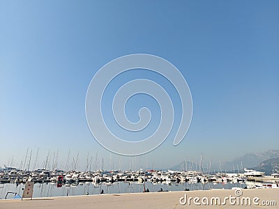 Port view , ships and yachts,Montenegro Editorial Stock Photo