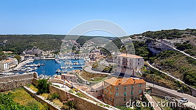 Port and village of Bonifacio, Corsica Editorial Stock Photo