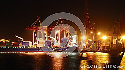 Port warehouse with cargoes and containers Stock Photo