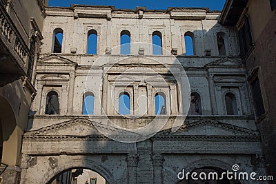 Porta Borsari, ancient Roman gate in Verona city, Italy Stock Photo