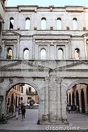 Porta dei Borsari in Verona Editorial Stock Photo