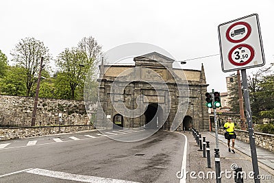 Porta Sant`Agostino, Bergamo, Italy Editorial Stock Photo