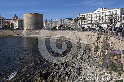 Porta a Terra Tower - Alghero - Sardinia - Italy Editorial Stock Photo