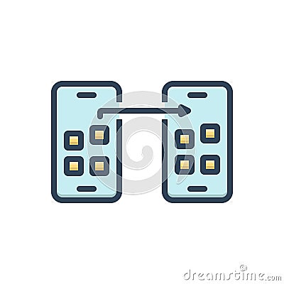 Color illustration icon for Portability, data and exchange Cartoon Illustration