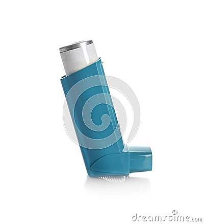 Portable asthma inhaler device Stock Photo