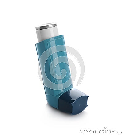 Portable asthma inhaler device Stock Photo