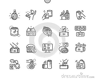 Portable Bluetooth Speaker Well-crafted Pixel Perfect Vector Thin Line Icons 30 2x Grid for Web Graphics and Apps Vector Illustration