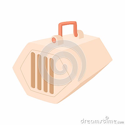 Portable cage for pets icon, cartoon style Vector Illustration