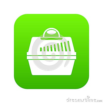 Portable cage for pets icon digital green Vector Illustration