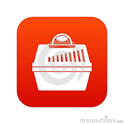 Portable cage for pets icon digital red Vector Illustration