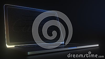 Portable computer with the logo of CARTIER made with code strings, editorial conceptual 3d rendering Editorial Stock Photo