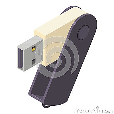 Portable flash drive icon, isometric style Vector Illustration