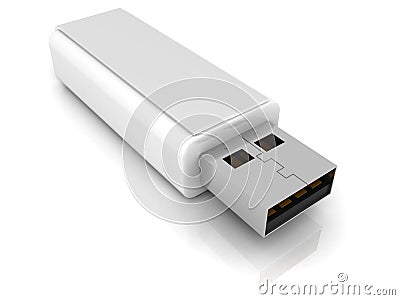 Portable flash usb drive on white Stock Photo