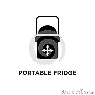 Portable fridge icon. Simple element illustration. Ice cooler co Vector Illustration