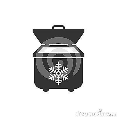 Portable fridge refrigerator icon in flat style. Freezer bag con Vector Illustration