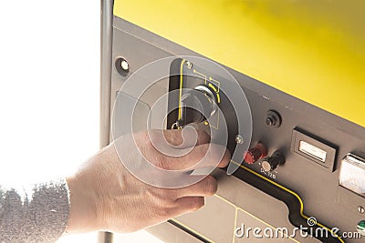 Portable gasoline generator.The use of an autonomous energy source. An additional source of energy Stock Photo