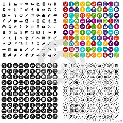 100 portable icons set vector variant Vector Illustration