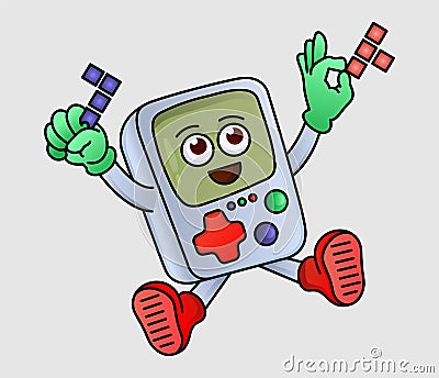 Portable isolated vector game console Tetris. Vector Illustration