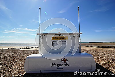 Lifeguard cabin on a deserted beach Editorial Stock Photo