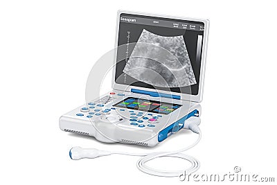 Portable medical ultrasound diagnostic machine, scanner. 3D rend Stock Photo