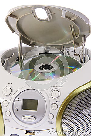 Portable MP3, CD, DVD Audio. Isolated Stock Photo