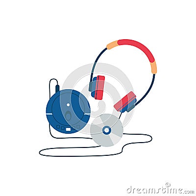 Portable music player with CD discs Vector Illustration