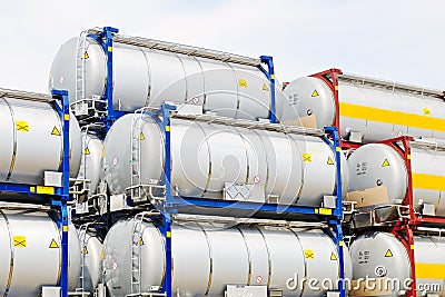 Portable oil and chemical storage tanks Stock Photo