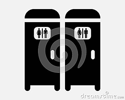 Portable Toilet Icon Public Restroom Bathroom WC Room Hygiene Lavatory Two Pair Set Male Female Shape Sign Symbol EPS Vector Vector Illustration