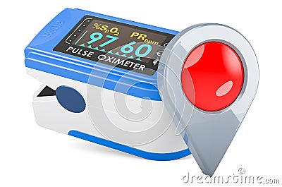 Portable Pulse Oximetry with map pointer. 3D rendering Stock Photo