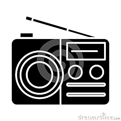 Portable radio reciever icon, vector illustration, black sign on isolated background Vector Illustration
