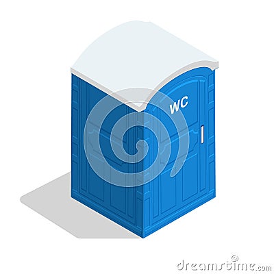 Portable toilet isometric public icon. Bathroom wc cabin flat isometric vector bio toilet Vector Illustration