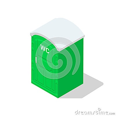 Portable toilet isometric public icon. Bathroom wc cabin flat isometric vector bio toilet Vector Illustration