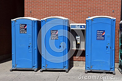 Portable toilets made available to the public in Ottawa, Canada Editorial Stock Photo