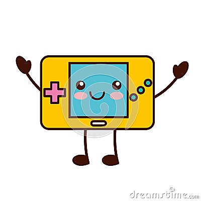 Portable video game console kawaii character Cartoon Illustration